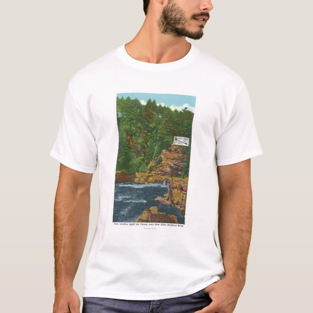Neue Staat Hwy Brücken-Ansicht von Ausable Abgrund T-Shirt (Vorderseite)