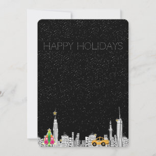 Neue Stadt Zeichne Weihnachtskarte Einladung