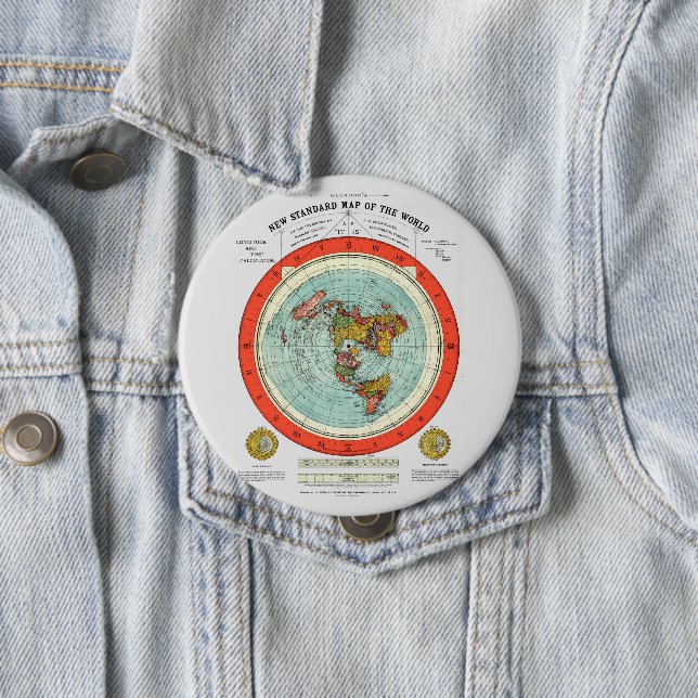 Neue Standardkarte der flachen Erde der Welt Button (Beispiel)