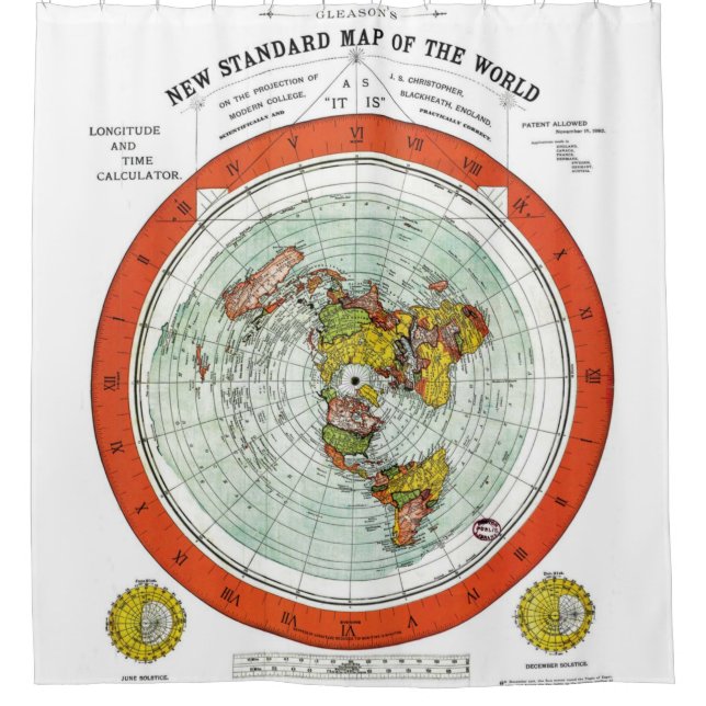 Neue Standardkarte der Welt Duschvorhang (Vorderseite)