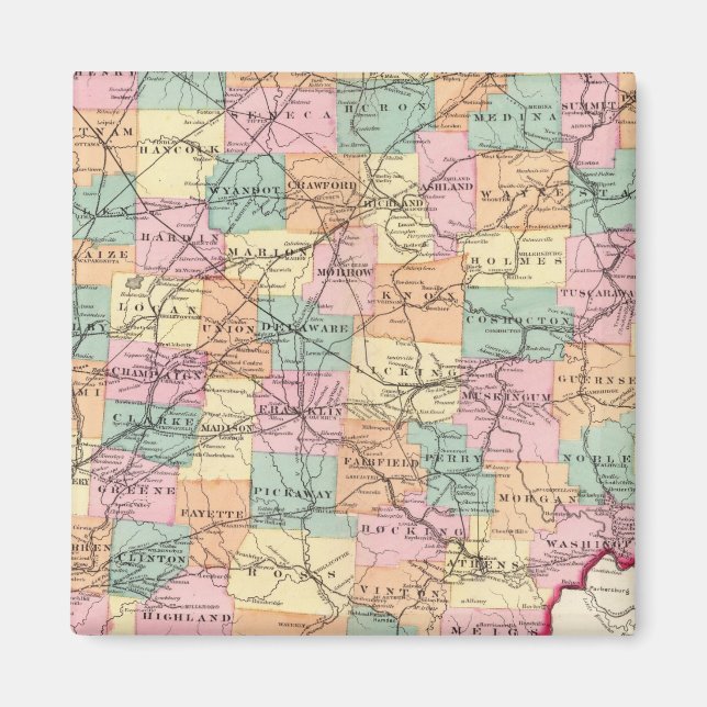 Neue Straßenkarte für den Staat Ohio Magnet (Vorne)