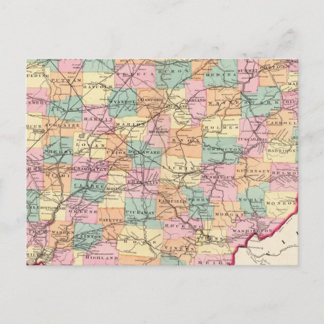 Neue Straßenkarte für den Staat Ohio Postkarte (Vorderseite)