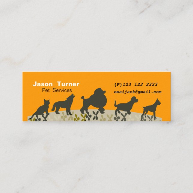 Neue Tierparade Tierärzte Tierpflege Mini Visitenkarte (Vorderseite)