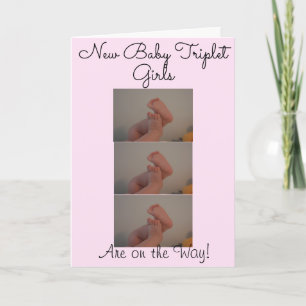 Neue Triplet Baby Girls On The Way Foto Card Karte