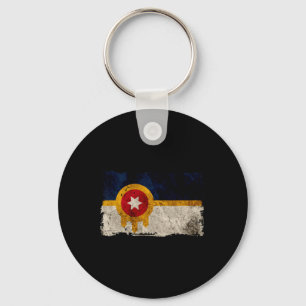 Neue Tulsa-Flagge Vintage abgenutzt Tulsa Oklahoma Schlüsselanhänger
