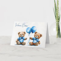 Neue Twin Boy Teddy Bären mit blauen Balloons