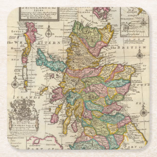 Neue und korrekte Karte von Schottland und von Rechteckiger Pappuntersetzer