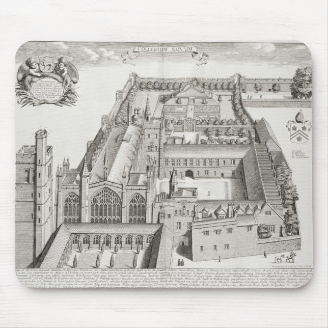 Neue Uni, Oxford, von "Oxonia Illustrata", Pub Mousepad (Vorne)