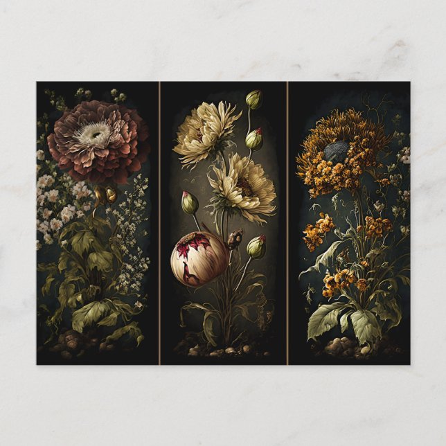 Neue Vintage florale Triptychologie Postkarte (Vorderseite)