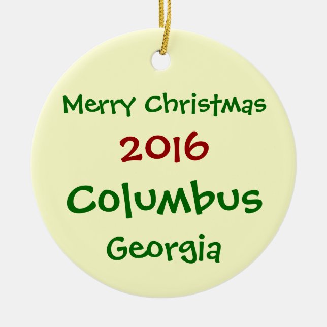 NEUE WEIHNACHTSverzierung 2016 COLUMBUS GEORGIA Keramik Ornament (Vorne)