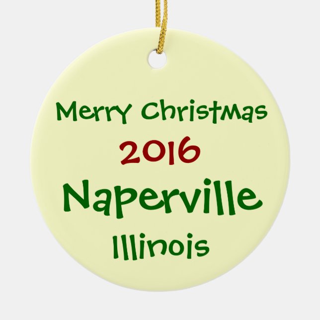 NEUE WEIHNACHTSverzierung 2016 NAPERVILLE ILLINOIS Keramik Ornament (Vorne)