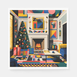 Neue Welle 1980er Pop-Art-Weihnachtsservietten Serviette
