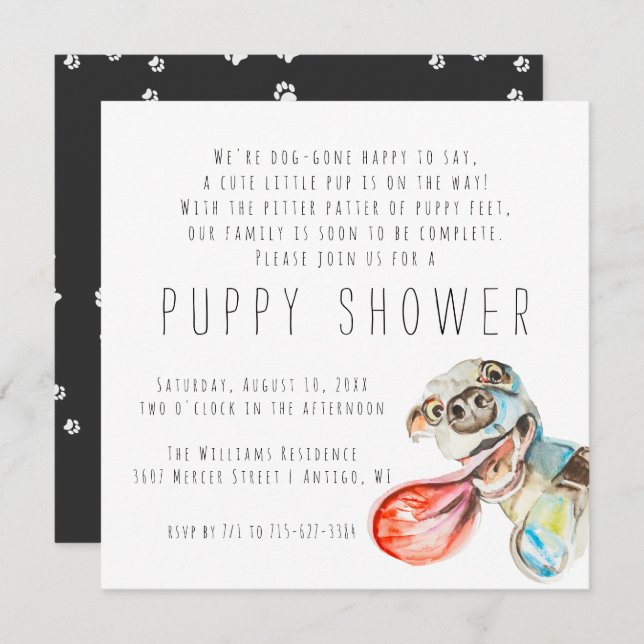 Neue Welpe | Einladung zur Welpendusche (Vorne/Hinten)