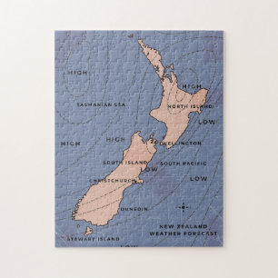 neue Wetterkarte für Zealand und Vintag Puzzle