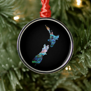 NEUE ZEALAND-KARTE EINFACHE PAUA ORNAMENT AUS METALL