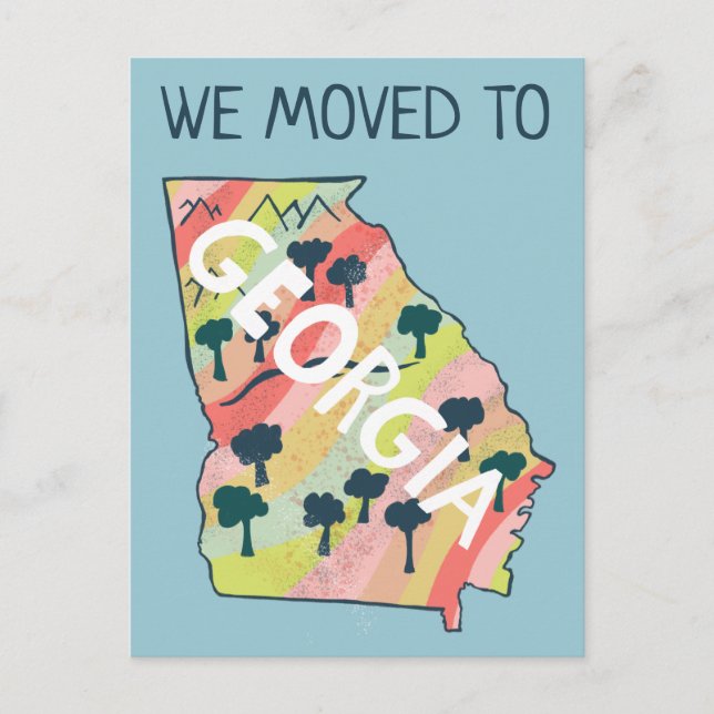 NEUE ZUHAUSE ADDRESS GEORGIA Staat Illustrierte Ka Postkarte (Vorderseite)