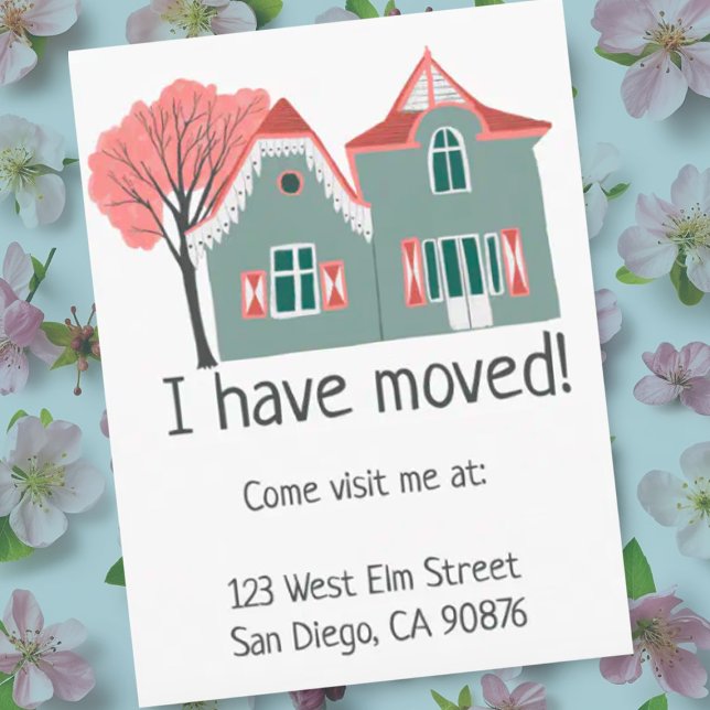Neue Zuhause Address Moving Ankündigung Niedlich H Postkarte (Change of address moving announcement card with a cute house drawing. Customize with your text)