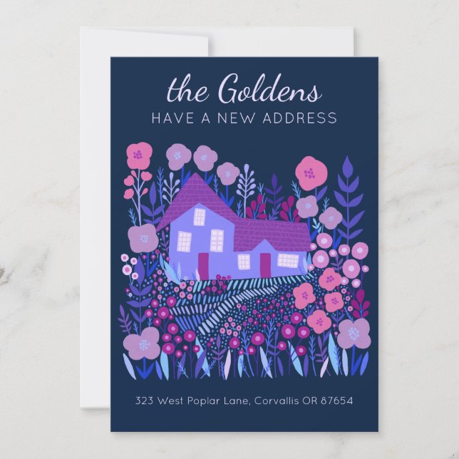 Neue Zuhause Address Moving Farmhouse Blume Custom Karte (Vorderseite)