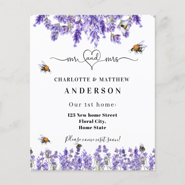 Neue Zuhause-Adresse ändern Lavendelbienen Flyer (Vorne)
