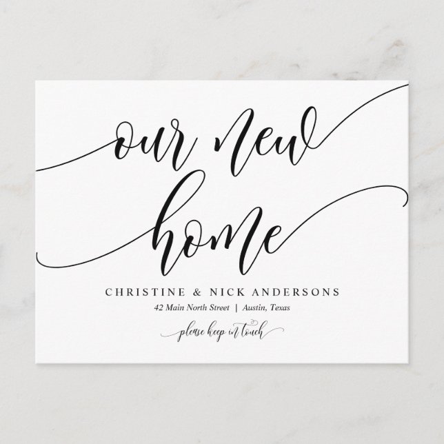 Neue Zuhause-Adresse, Ankündigung verschieben Post Postkarte (Vorderseite)