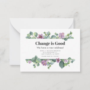 Neue Zuhause-Adresse Eukalyptus-Meldung Mitteilungskarte