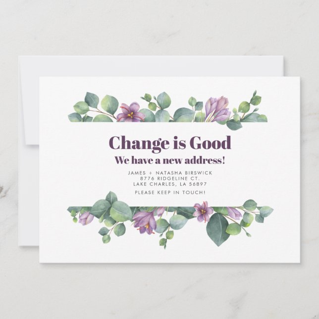 Neue Zuhause-Adresse Eukalyptus Moving Ankündigung (Vorderseite)