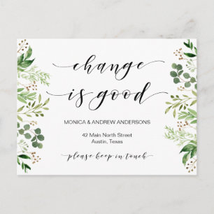 Neue Zuhause-Adresse, Grüne, bewegende Ankündigung Postkarte