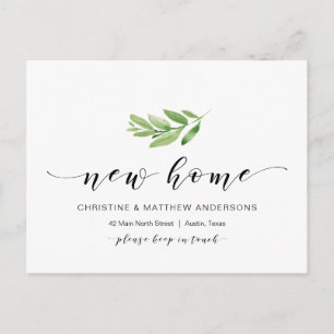 Neue Zuhause-Adresse, Grüne, bewegende Ankündigung Postkarte