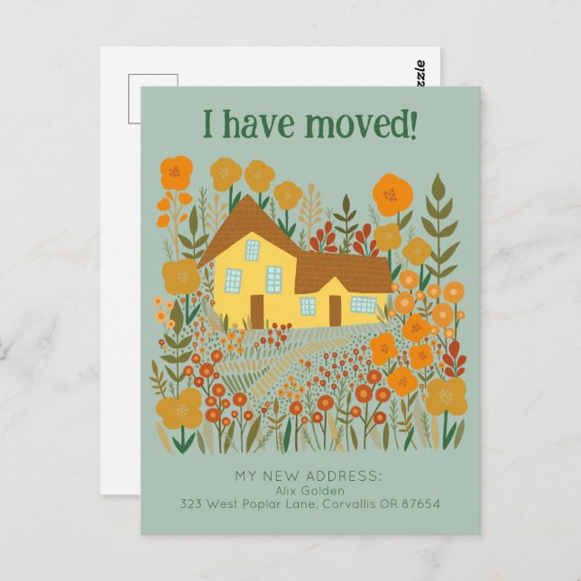 Neue Zuhause-Adresse Ich habe die Blume des Bauern Postkarte (Vorne/Hinten)