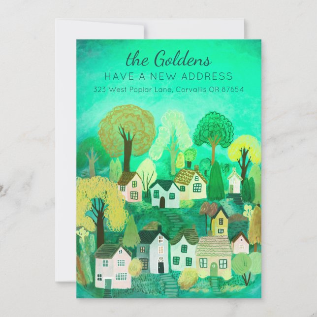Neue Zuhause-Adresse Moving Niedlich Country Villa Einladung (Vorderseite)