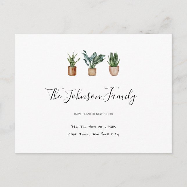 Neue Zuhause-Adresse Neue Roots House-Erwärmung-Pf Postkarte (Vorderseite)