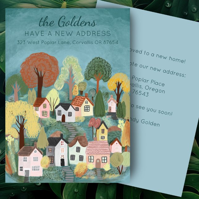 Neue Zuhause-Adresse Niedliche Dorfkarte wechseln Einladung (New Home Address Moving Cute Country Village Card
)