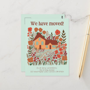 Neue Zuhause-Adresse Wir haben die Blume des Bauer Postkarte
