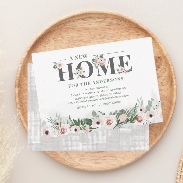 Neue Zuhause-Adresse Wir haben die Blumenankündigu Mitteilungskarte (Floral New Home Notice Change of Address Moving  Announcement)