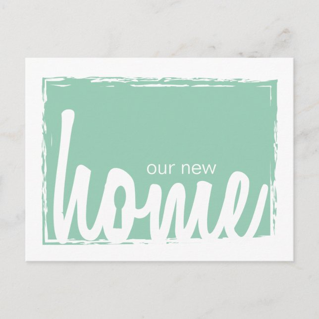 Neue Zuhause-Ankündigung zur Sperrung der grünen u Ankündigungspostkarte (Vorderseite)