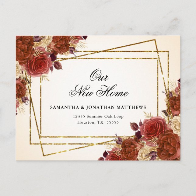 Neue Zuhause-Blume für den Adressfall Postkarte (Vorderseite)