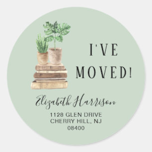 Neue Zuhause Boho Pflanze zeigen grüne Rücksendead Runder Aufkleber