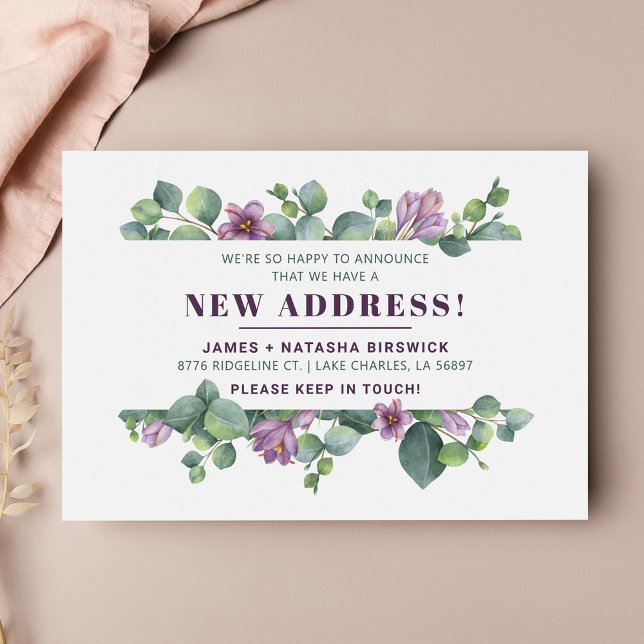 Neue Zuhause Botanisch Wir haben uns floral bewegt Ankündigung (Botanical Eucalyptus Moving Announcement)