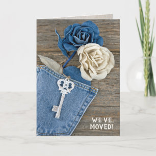 Neue Zuhause-Denim-Rose mit Schlüssel Karte