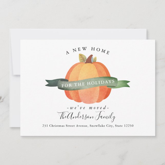 Neue Zuhause Erntedank Pumpkin Moved Holiday Movin Ankündigung (Vorderseite)