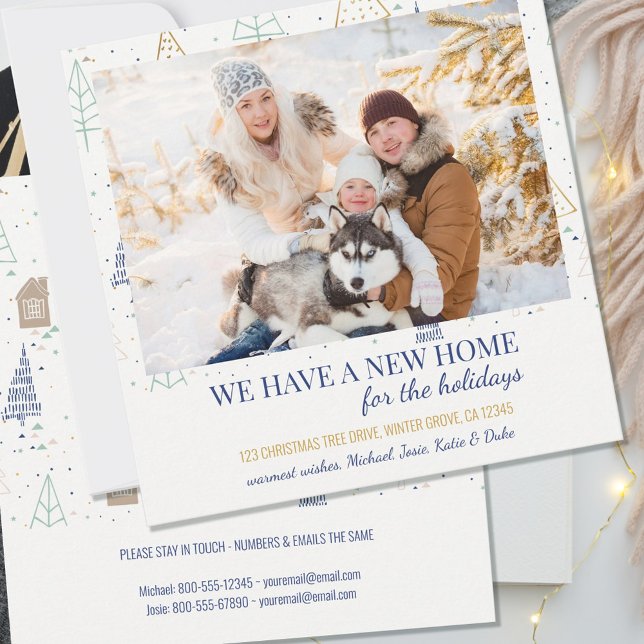 Neue Zuhause Foto Doodle Tree und House Moving Ankündigung (Von Creator hochgeladen)