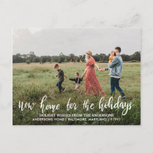 Neue Zuhause für das Holidays Typografy Foto Postkarte