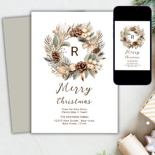 Neue Zuhause für den Winter-Kranz von Pinecone Feiertagskarte