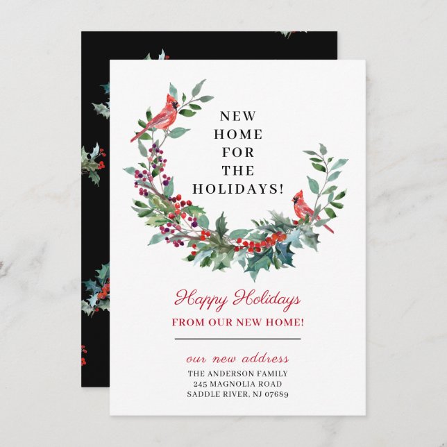 Neue Zuhause für die Feiertage-Ankündigung Einladung (Vorne/Hinten)