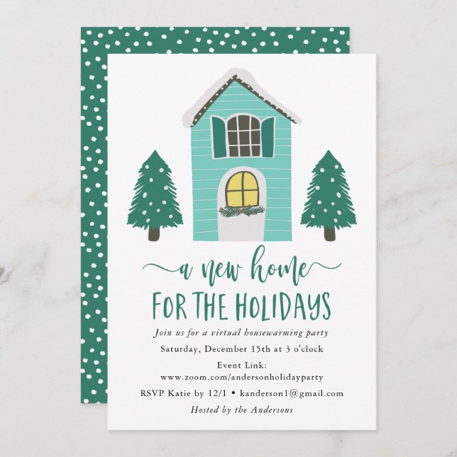 Neue Zuhause für die virtuelle Housewarming-Zeit Einladung (Vorne/Hinten)