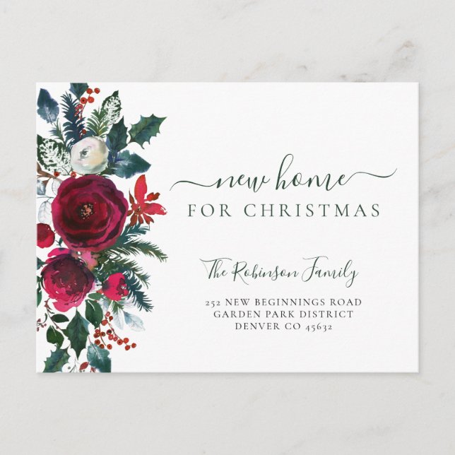 Neue Zuhause für Weihnachtsfeiertage im Umzug Ankündigungspostkarte (Vorderseite)