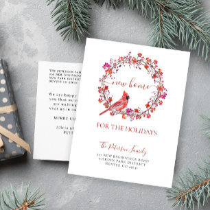 Neue Zuhause für Weihnachtsferien in Bewegung Ankündigungspostkarte