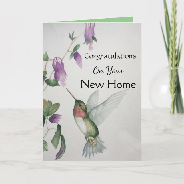 Neue Zuhause Herzlichen Glückwunsch Happy Hummingb Karte (Vorderseite)