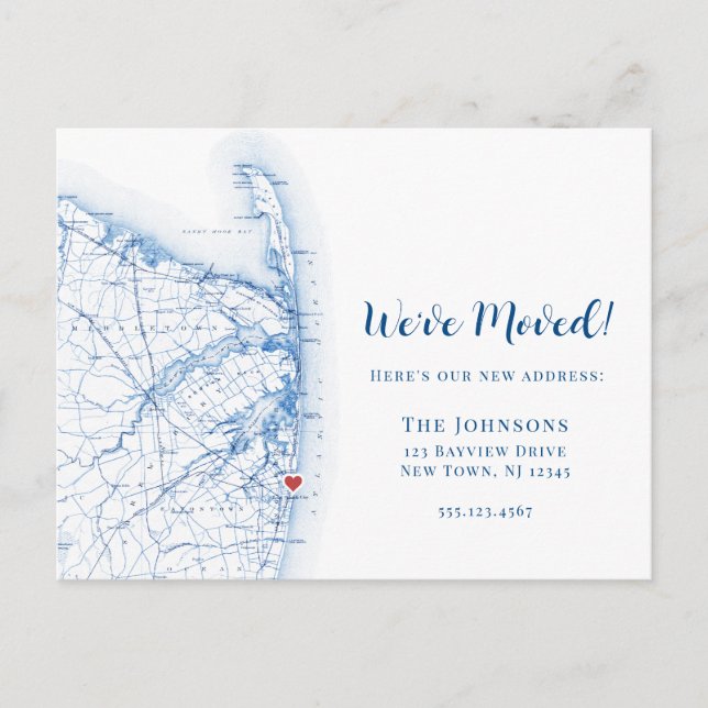 Neue Zuhause Long Branch New Jersey Map Moving Ankündigungspostkarte (Vorderseite)