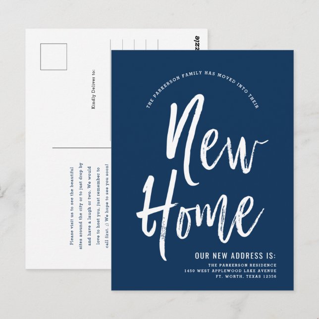 Neue Zuhause | Minimal Navy Blue | Neue Adresse Postkarte (Vorne/Hinten)
